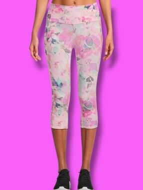 Skechers Women's Go Walk Peach Seascape Floral High Waisted Capri Leggings 3XL